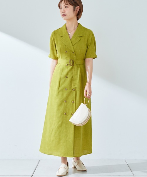 Vintage Yves Saint Laurent ダブルブレスト ワンピース 1980's Yves Saint-Laurent Belted Floral Peasant Dress with