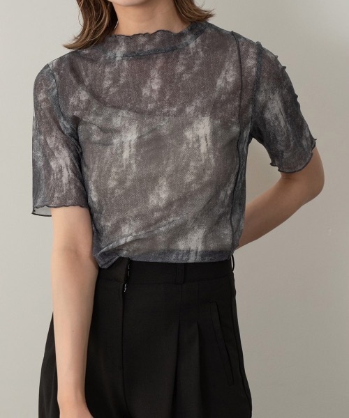 Amiur(エミレ)の「marble sheer mellow tops(Tシャツ/カットソー・レディース・ブラウン系その他/グリーン/ダークグレー・FREE)」の3枚目の写真