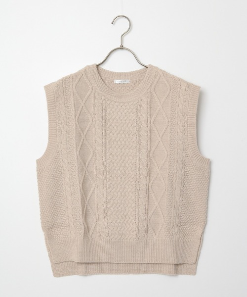 Honeys（ハニーズ）の「ケーブル編ニットベスト（ベスト・レディース・ベージュ/ブラウン/アイボリー/ブルー系その他/ダークオレンジ・LL/M/L）」の7枚目の写真
