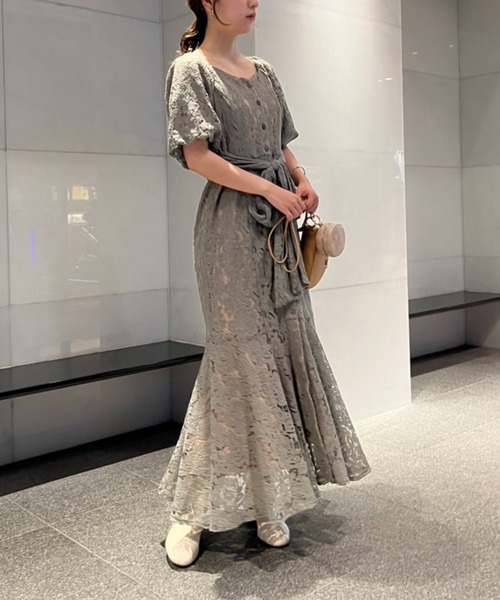 one after another NICE CLAUP(ワンアフターアナザーナイスクラップ)の「バックリボンマーメイドワンピース(ワンピース・レディース・ブラウン系その他/ベージュ系その他/ライトカーキ・FREE)」の3枚目の写真