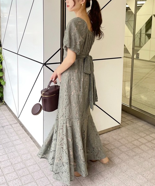 one after another NICE CLAUP(ワンアフターアナザーナイスクラップ)の「バックリボンマーメイドワンピース(ワンピース・レディース・ブラウン系その他/ベージュ系その他/ライトカーキ・FREE)」の12枚目の写真