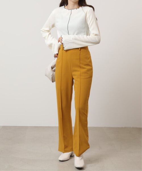 RAY CASSIN（レイカズン）の「カットツイルセンタープレスパンツ（スラックス・レディース・イエロー/グレー/ブラック・FREE）」の9枚目の写真