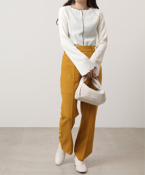 RAY CASSIN（レイカズン）の「カットツイルセンタープレスパンツ（スラックス・レディース・イエロー/グレー/ブラック・FREE）」の10枚目の写真