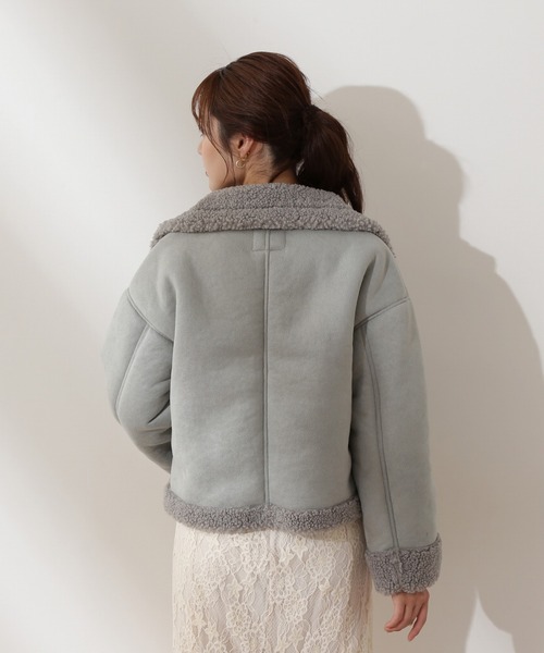 PROPORTION BODY DRESSING（プロポーションボディドレッシング）の「＜Ｅ＞フェイクムートンボアブルゾン / 1212257001（ムートンコート・レディース・ライトグリーン/オフホワイト・MEDIUM/SMALL）」の9枚目の写真