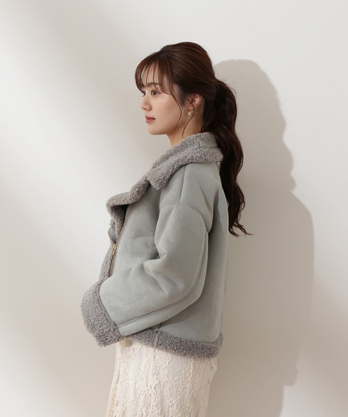 PROPORTION BODY DRESSING（プロポーションボディドレッシング）の「＜Ｅ＞フェイクムートンボアブルゾン / 1212257001（ムートンコート・レディース・ライトグリーン/オフホワイト・MEDIUM/SMALL）」の10枚目の写真