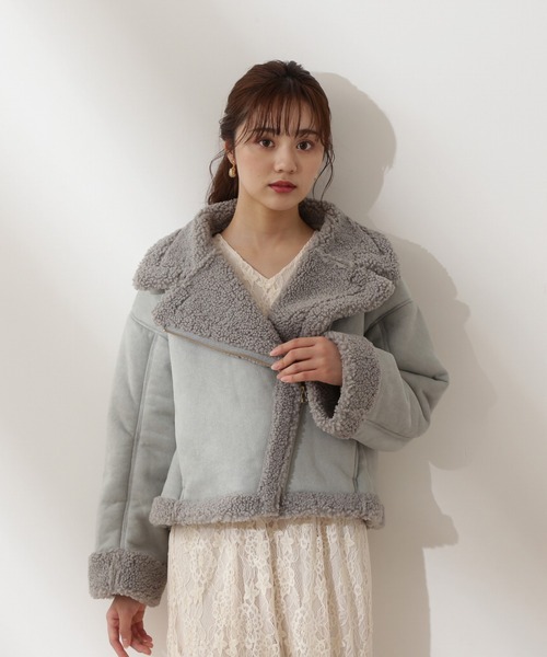 PROPORTION BODY DRESSING（プロポーションボディドレッシング）の「＜Ｅ＞フェイクムートンボアブルゾン / 1212257001（ムートンコート・レディース・ライトグリーン/オフホワイト・MEDIUM/SMALL）」の11枚目の写真