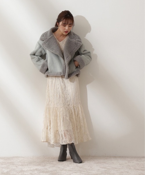 PROPORTION BODY DRESSING（プロポーションボディドレッシング）の「＜Ｅ＞フェイクムートンボアブルゾン / 1212257001（ムートンコート・レディース・ライトグリーン/オフホワイト・MEDIUM/SMALL）」の12枚目の写真