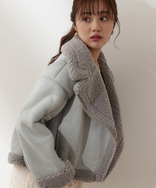 PROPORTION BODY DRESSING（プロポーションボディドレッシング）の「＜Ｅ＞フェイクムートンボアブルゾン / 1212257001（ムートンコート・レディース・ライトグリーン/オフホワイト・MEDIUM/SMALL）」の13枚目の写真