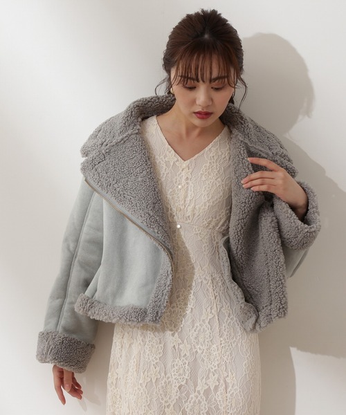 PROPORTION BODY DRESSING（プロポーションボディドレッシング）の「＜Ｅ＞フェイクムートンボアブルゾン / 1212257001（ムートンコート・レディース・ライトグリーン/オフホワイト・MEDIUM/SMALL）」の14枚目の写真