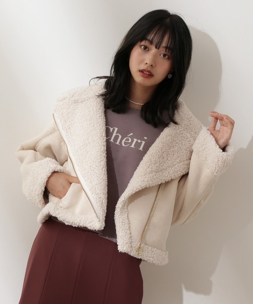 PROPORTION BODY DRESSING（プロポーションボディドレッシング）の「＜Ｅ＞フェイクムートンボアブルゾン / 1212257001（ムートンコート・レディース・ライトグリーン/オフホワイト・MEDIUM/SMALL）」の3枚目の写真