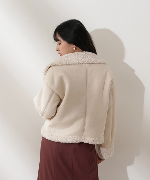PROPORTION BODY DRESSING（プロポーションボディドレッシング）の「＜Ｅ＞フェイクムートンボアブルゾン / 1212257001（ムートンコート・レディース・ライトグリーン/オフホワイト・MEDIUM/SMALL）」の4枚目の写真