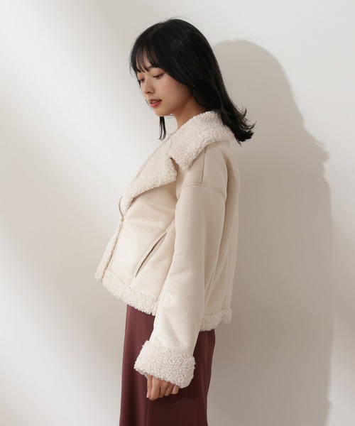 PROPORTION BODY DRESSING（プロポーションボディドレッシング）の「＜Ｅ＞フェイクムートンボアブルゾン / 1212257001（ムートンコート・レディース・ライトグリーン/オフホワイト・MEDIUM/SMALL）」の5枚目の写真