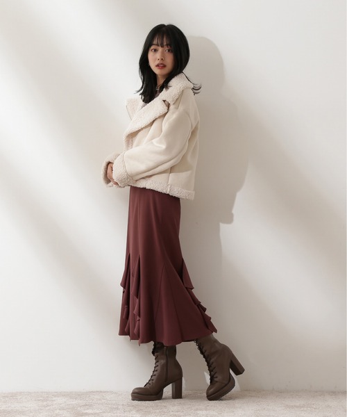 PROPORTION BODY DRESSING（プロポーションボディドレッシング）の「＜Ｅ＞フェイクムートンボアブルゾン / 1212257001（ムートンコート・レディース・ライトグリーン/オフホワイト・MEDIUM/SMALL）」の6枚目の写真