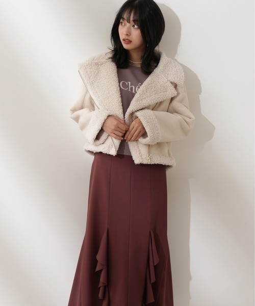 PROPORTION BODY DRESSING（プロポーションボディドレッシング）の「＜Ｅ＞フェイクムートンボアブルゾン / 1212257001（ムートンコート・レディース・ライトグリーン/オフホワイト・MEDIUM/SMALL）」の8枚目の写真
