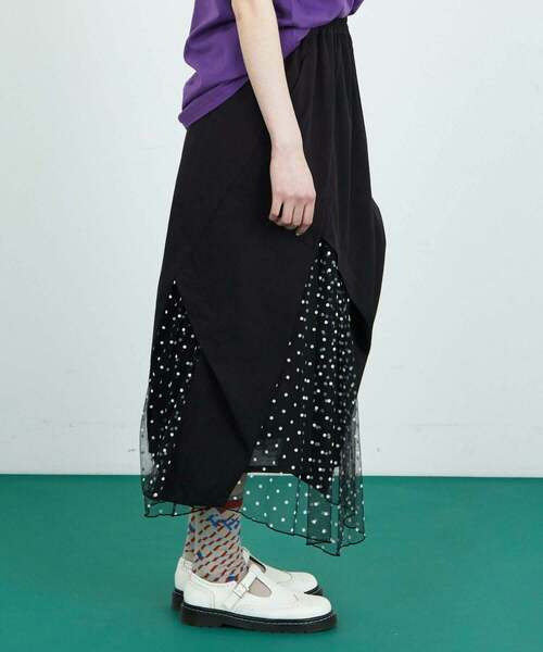 FRAPBOIS（フラボア）の「ピーチチュール スカート（スカート・レディース・バーガンディー/ブラック・1）」の4枚目の写真