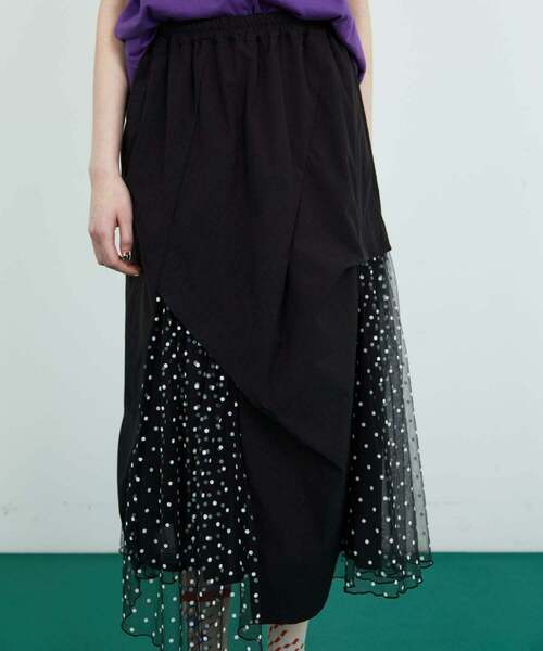 FRAPBOIS（フラボア）の「ピーチチュール スカート（スカート・レディース・バーガンディー/ブラック・1）」の5枚目の写真