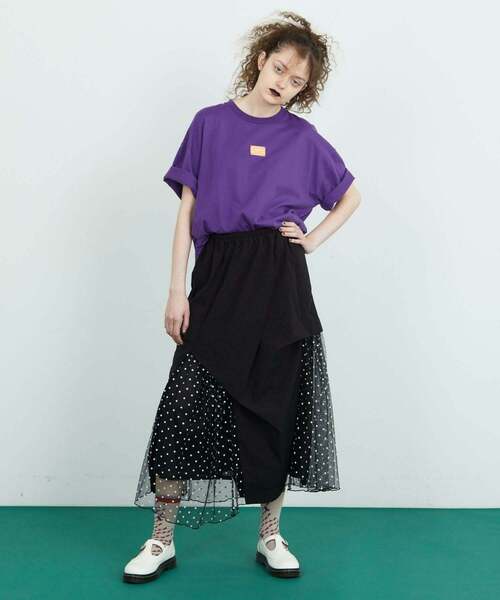 FRAPBOIS（フラボア）の「ピーチチュール スカート（スカート・レディース・バーガンディー/ブラック・1）」の13枚目の写真