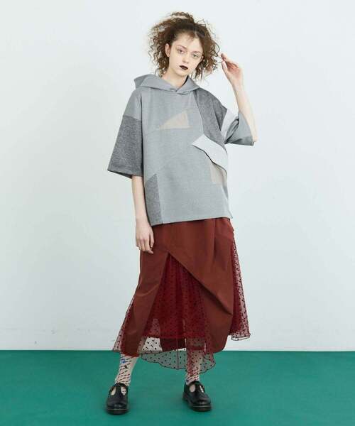 FRAPBOIS（フラボア）の「ピーチチュール スカート（スカート・レディース・バーガンディー/ブラック・1）」の22枚目の写真