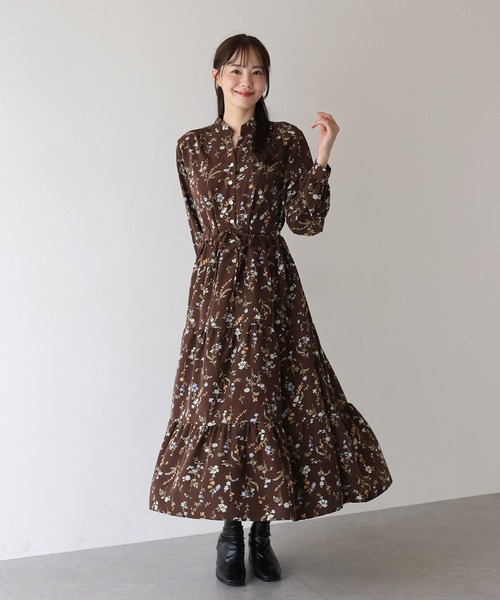 BLUEEAST(ブルーイースト)の「《新色追加/選べる着丈》アソートプリントティアードワンピース(ワンピース・レディース・ブラック/ベージュ/カーキ/スモークピンク/モカ/ブラック系/グリーン/ブラック系その他2/ベージュ系/ブラウン系/グレー系/ブラックミックス/ベージュ×ブラック/ブラック×ベージュ/ブラウン系2/グリーン系/ネイビー系/グレー/ブラック系2/ベージュ系2・MEDIUM/LARGE)」の10枚目の写真