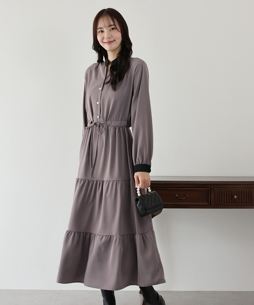 美品 3 ET DEMI 別注 リネン ティアードワンピース ブルー 美品 3 ET DEMI 別注 リネン ティアードワンピース ブルー