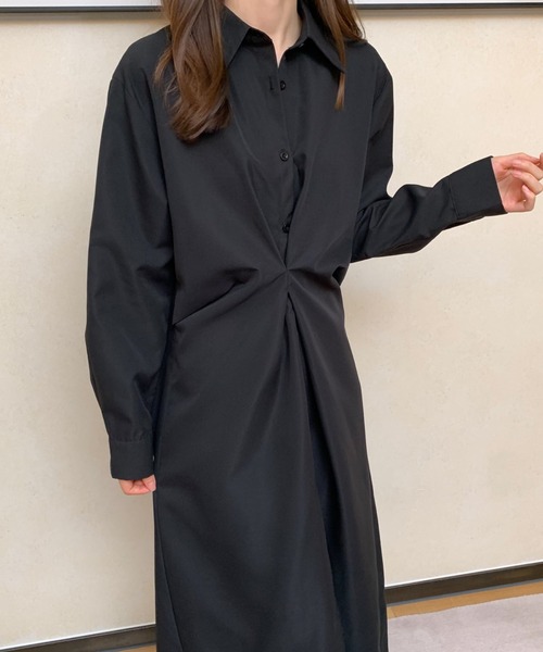 ABITOKYO(アビトーキョー)の「フロントねじりデザインシャツワンピース(ワンピース・レディース・ベージュ/ブラウン/ブラック・FREE)」の1枚目の写真