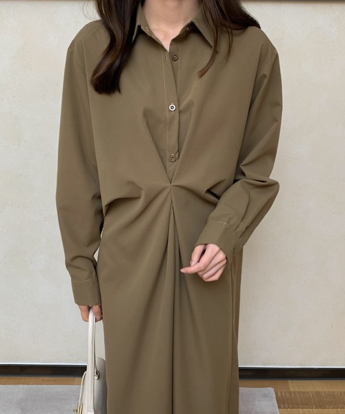 ABITOKYO(アビトーキョー)の「フロントねじりデザインシャツワンピース(ワンピース・レディース・ベージュ/ブラウン/ブラック・FREE)」の8枚目の写真