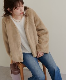 natural couture（ナチュラルクチュール）の「WEB限定/ベストにもなる2WAYエコファーコート（ノーカラーコート）」