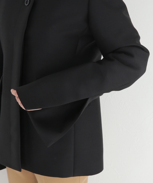 セール】シルクウールノーカラージャケット（ノーカラージャケット