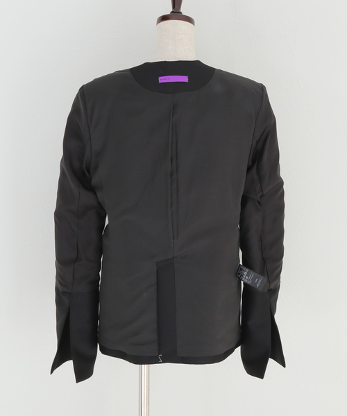 セール】シルクウールノーカラージャケット（ノーカラージャケット