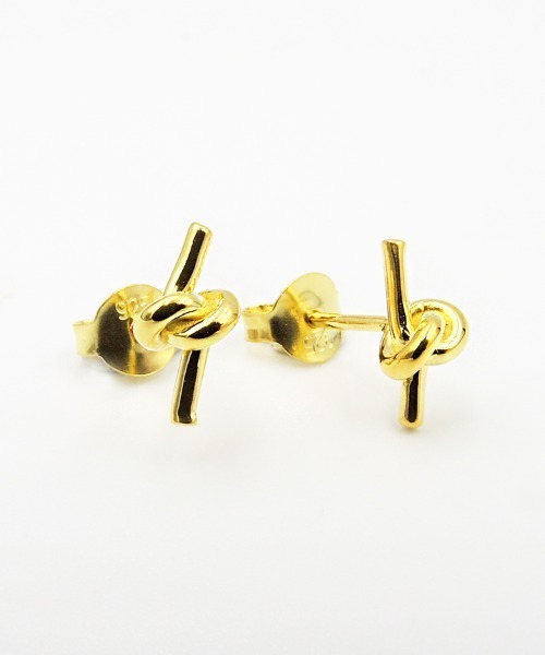 TONE SELECT GOODS(トーンセレクトグッズ)の「【925 SILVER ACC】ノットピアスSV925(OG)(ピアス(両耳用)・レディース・シルバー/ゴールド・FREE)」の1枚目の写真