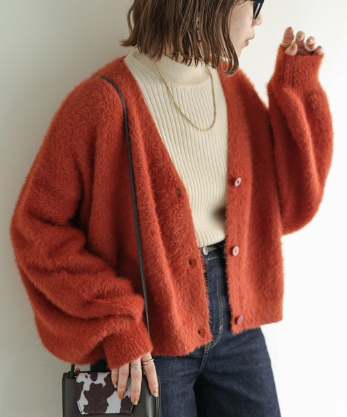 DISCOAT（ディスコート）の「【WEB限定】シャギーヤーンショート丈カーデ（カーディガン/ボレロ・レディース・アイボリー/ブラック/ライトグレー/グリーン/オレンジ・FREE）」の5枚目の写真