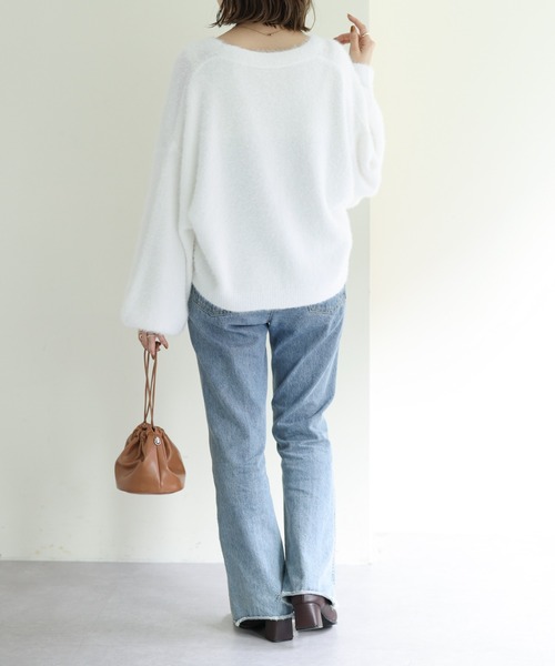 DISCOAT（ディスコート）の「【WEB限定】シャギーヤーンショート丈カーデ（カーディガン/ボレロ・レディース・アイボリー/ブラック/ライトグレー/グリーン/オレンジ・FREE）」の14枚目の写真