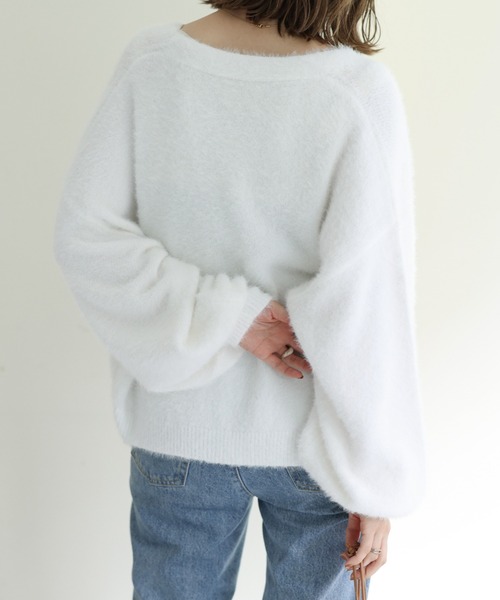 DISCOAT（ディスコート）の「【WEB限定】シャギーヤーンショート丈カーデ（カーディガン/ボレロ・レディース・アイボリー/ブラック/ライトグレー/グリーン/オレンジ・FREE）」の7枚目の写真