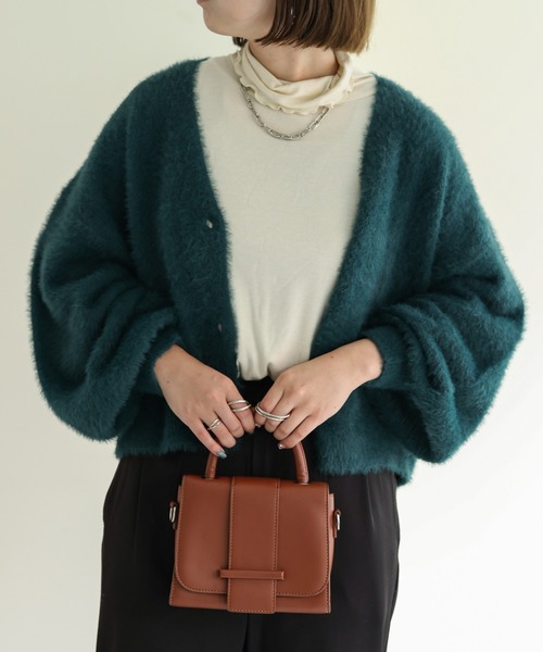 DISCOAT（ディスコート）の「【WEB限定】シャギーヤーンショート丈カーデ（カーディガン/ボレロ・レディース・アイボリー/ブラック/ライトグレー/グリーン/オレンジ・FREE）」の17枚目の写真