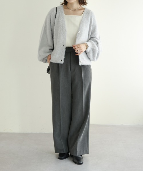 DISCOAT（ディスコート）の「【WEB限定】シャギーヤーンショート丈カーデ（カーディガン/ボレロ・レディース・アイボリー/ブラック/ライトグレー/グリーン/オレンジ・FREE）」の18枚目の写真