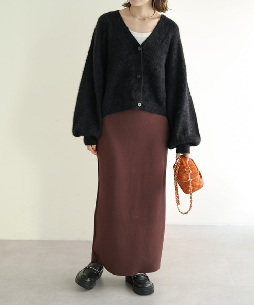 DISCOAT（ディスコート）の「【WEB限定】シャギーヤーンショート丈カーデ（カーディガン/ボレロ・レディース・アイボリー/ブラック/ライトグレー/グリーン/オレンジ・FREE）」の12枚目の写真