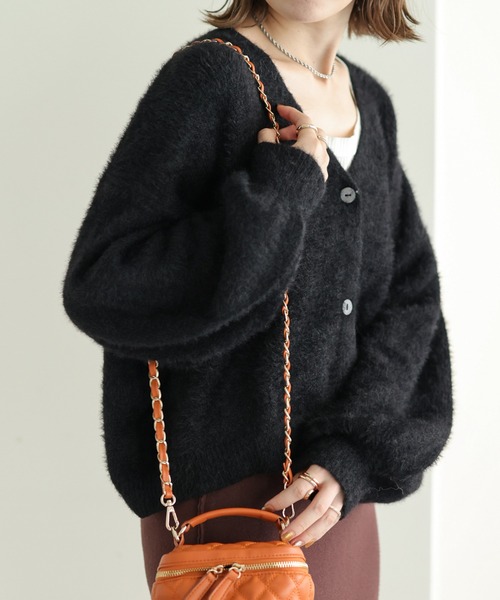 DISCOAT（ディスコート）の「【WEB限定】シャギーヤーンショート丈カーデ（カーディガン/ボレロ・レディース・アイボリー/ブラック/ライトグレー/グリーン/オレンジ・FREE）」の13枚目の写真