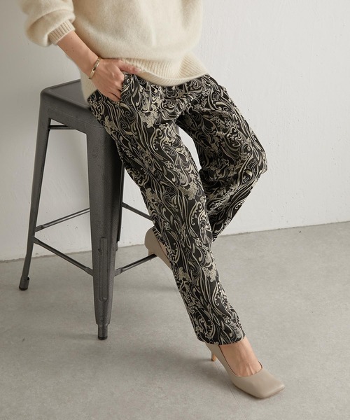 COLLAGE GALLARDAGALANTE(コラージュガリャルダガランテ)の「ジャガード柄パンツ(その他パンツ・レディース・グリーン/ブラック・FREE)」の2枚目の写真