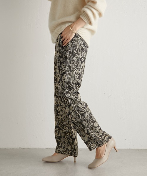 COLLAGE GALLARDAGALANTE(コラージュガリャルダガランテ)の「ジャガード柄パンツ(その他パンツ・レディース・グリーン/ブラック・FREE)」の6枚目の写真
