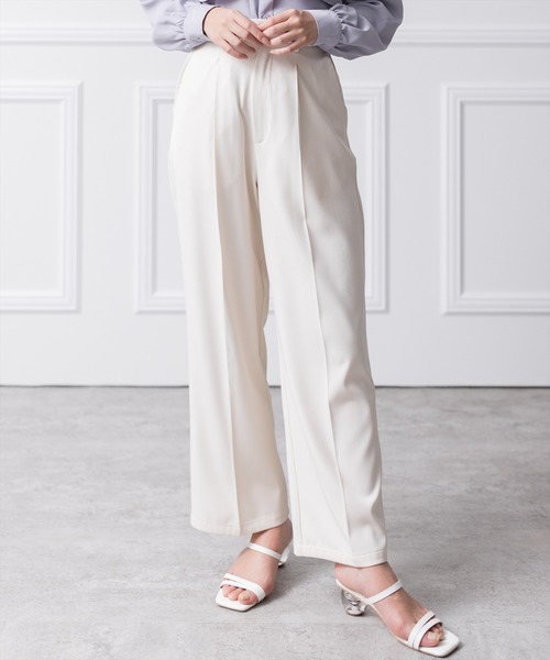 clear（クリア）の「タックストレートパンツ（スラックス・レディース・ブラック/カーキ/アイボリー・M/S）」の2枚目の写真