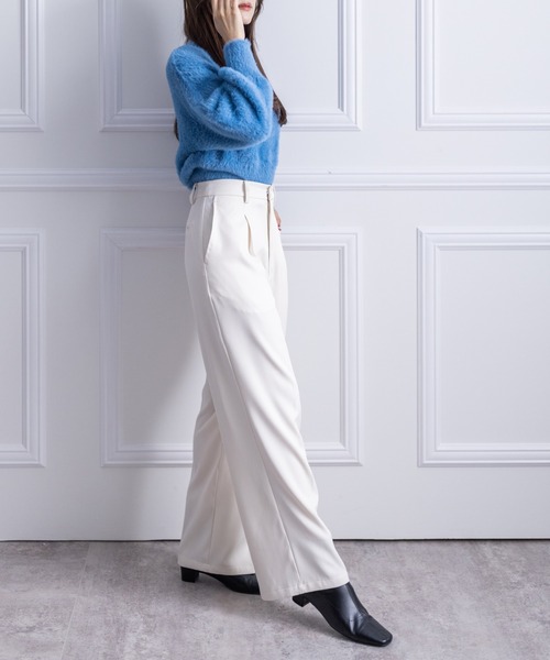 clear（クリア）の「タックストレートパンツ（スラックス・レディース・ブラック/カーキ/アイボリー・M/S）」の16枚目の写真