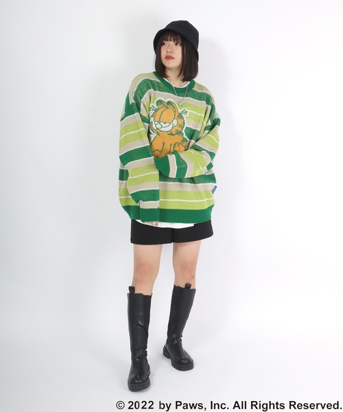G9645*ungaro ウンガロ☆ボーダー柄☆ニット☆セーター☆黄イエロー☆L Salong hameu（サロン ハミュー）の「GARFIELD（ガーフィールド