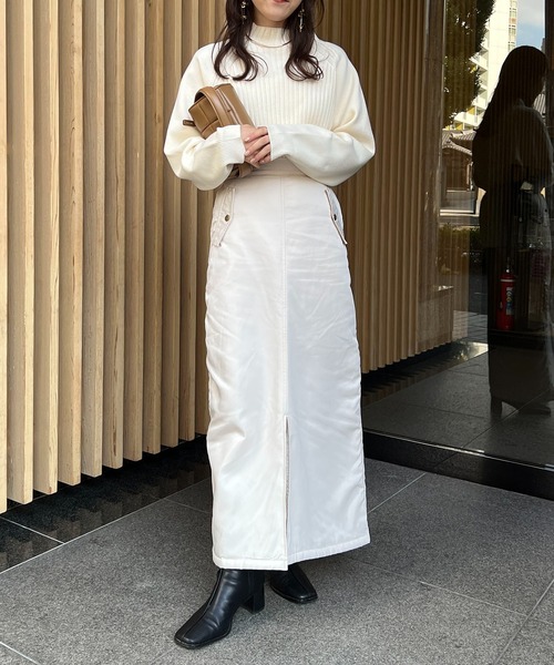 CAPRICIEUX LE'MAGE（カプリシューレマージュ）の「MA1スカート（スカート・レディース・オフホワイト/カーキ・FREE）」の4枚目の写真