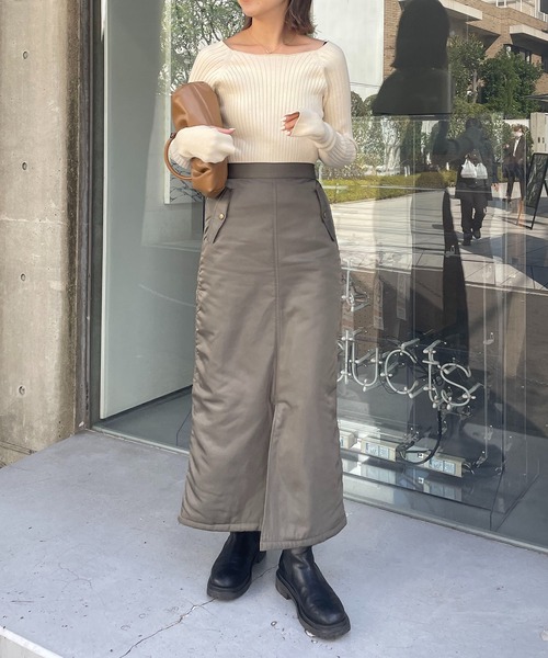 CAPRICIEUX LE'MAGE（カプリシューレマージュ）の「MA1スカート（スカート・レディース・オフホワイト/カーキ・FREE）」の6枚目の写真