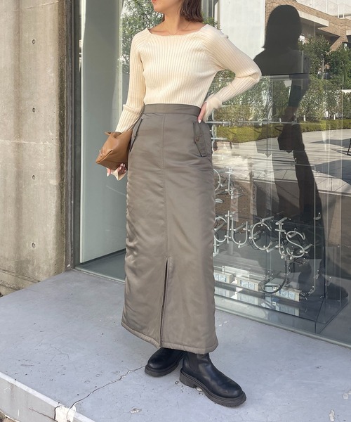CAPRICIEUX LE'MAGE（カプリシューレマージュ）の「MA1スカート（スカート・レディース・オフホワイト/カーキ・FREE）」の9枚目の写真