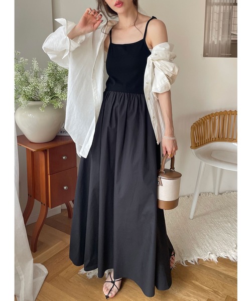 GeeRA（ジーラ）の「異素材キャミワンピース（ワンピース・レディース・モカ/ネイビー/ピンク/ブラック・SMALL/MEDIUM/LARGE/X-LARGE）」の21枚目の写真