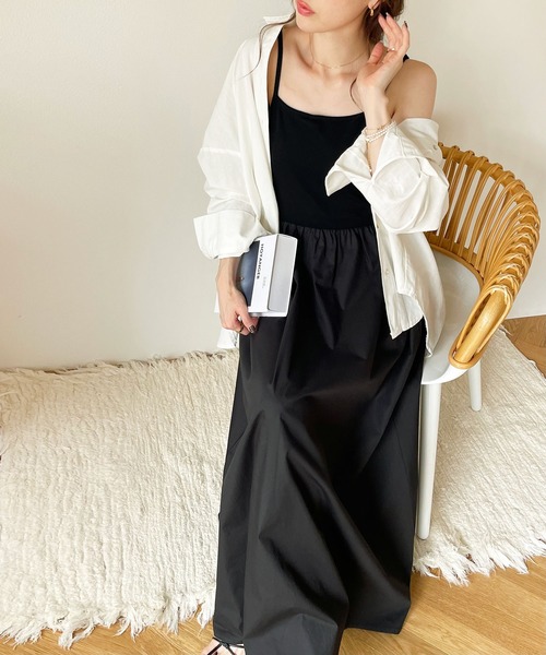 GeeRA（ジーラ）の「異素材キャミワンピース（ワンピース・レディース・モカ/ネイビー/ピンク/ブラック・SMALL/MEDIUM/LARGE/X-LARGE）」の20枚目の写真