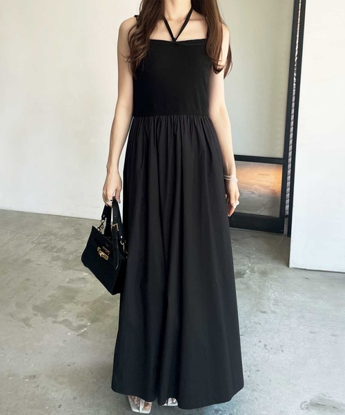 GeeRA（ジーラ）の「異素材キャミワンピース（ワンピース・レディース・モカ/ネイビー/ピンク/ブラック・SMALL/MEDIUM/LARGE/X-LARGE）」の17枚目の写真