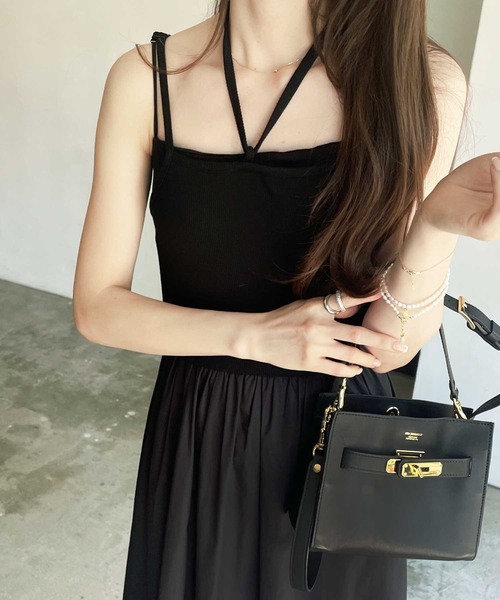 GeeRA（ジーラ）の「異素材キャミワンピース（ワンピース・レディース・モカ/ネイビー/ピンク/ブラック・SMALL/MEDIUM/LARGE/X-LARGE）」の18枚目の写真