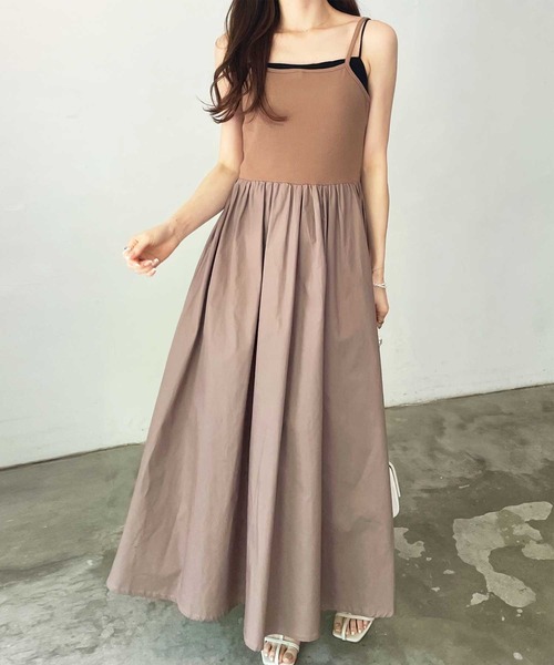 GeeRA（ジーラ）の「異素材キャミワンピース（ワンピース・レディース・モカ/ネイビー/ピンク/ブラック・SMALL/MEDIUM/LARGE/X-LARGE）」の22枚目の写真